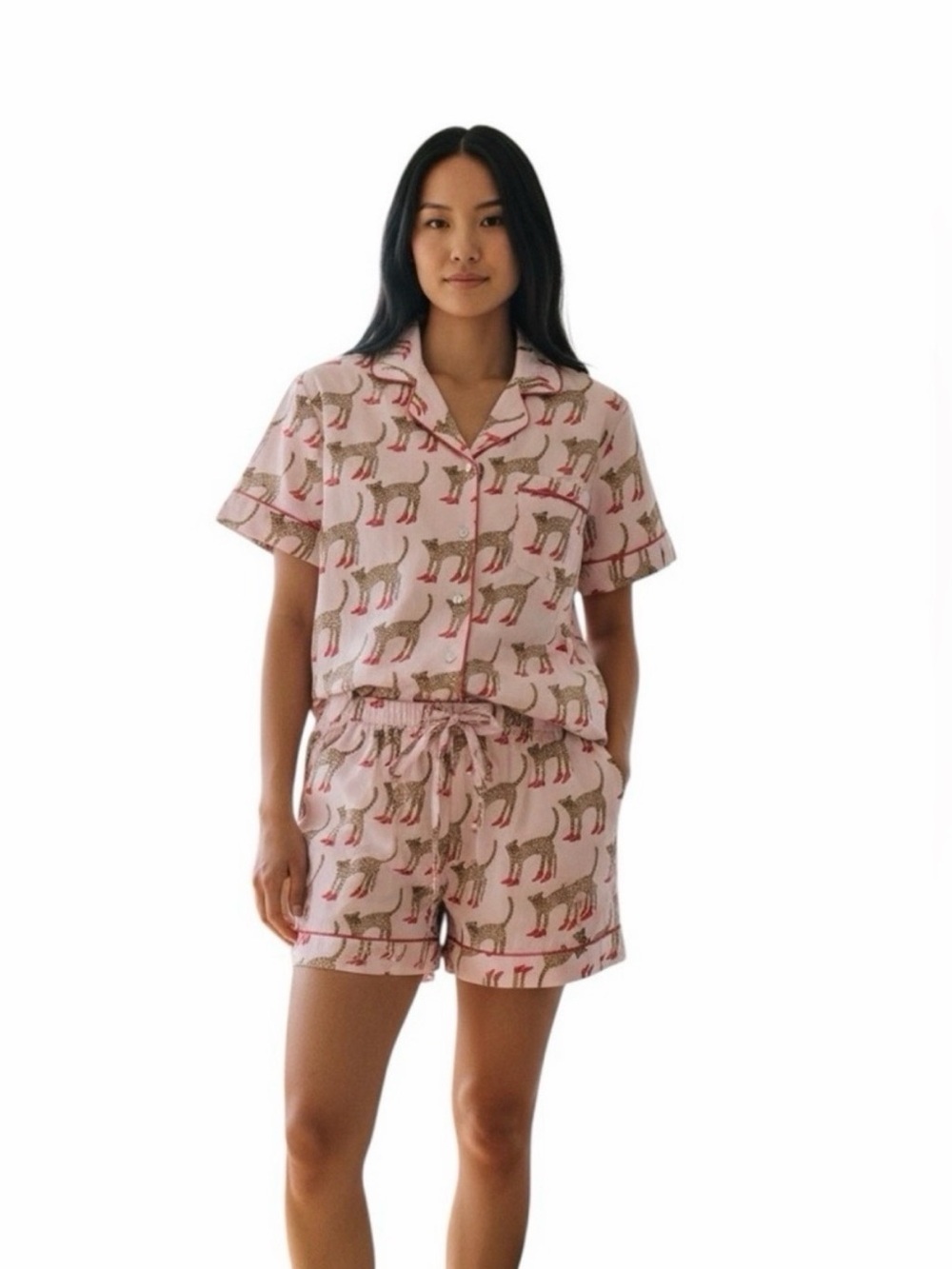 Printed Short Pajama Set in Light Pink